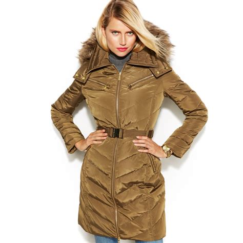 michael kors faux fur leather jacket|Michael Kors hooded jacket.